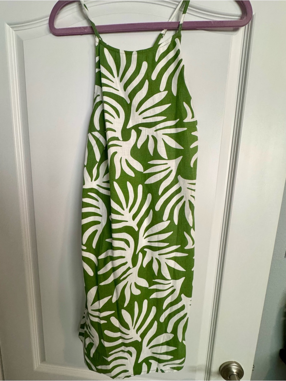 a new day Green and White Backless Tropical-Print Sundress